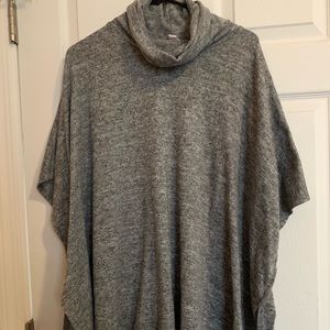 Heathered Grey OS Cowl Neck Pancho